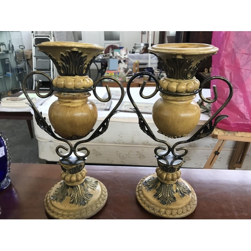 16 - Pair of Antique Style Highly Ornate Candle Holders