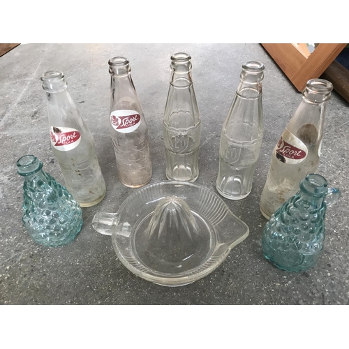 623 - Vintage Juice Glass, Wine & Soft Drinks Bottles