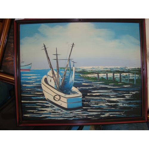 634 - Oil on Board Depicting Old Ship