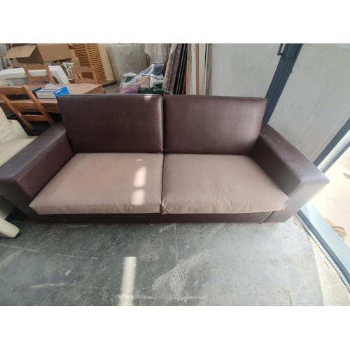 647 - Italian Brown Leather 2-Seater Sofa