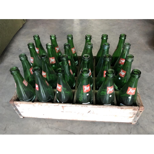 651 - Vintage Wooden 7up Box with Bottles