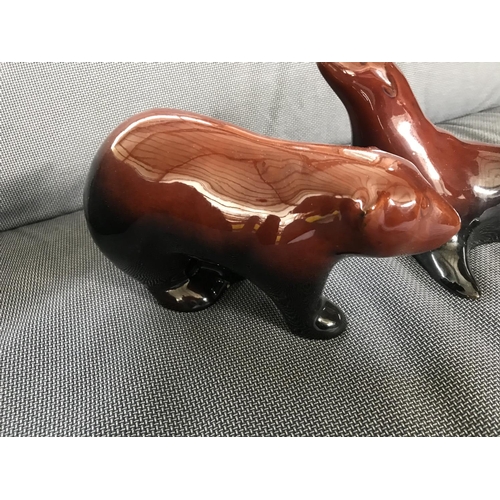 654 - Pair of Brown Ceramic Figurines (Seal & Bear)