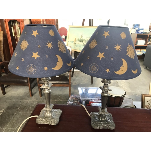 129 - Pair of Vintage Silver Plated Table Lamps