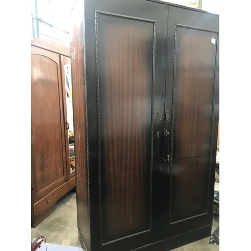 128 - Large Vintage Dark Wood Wardrobe (125 W. x 58 D. x 210cm H.)