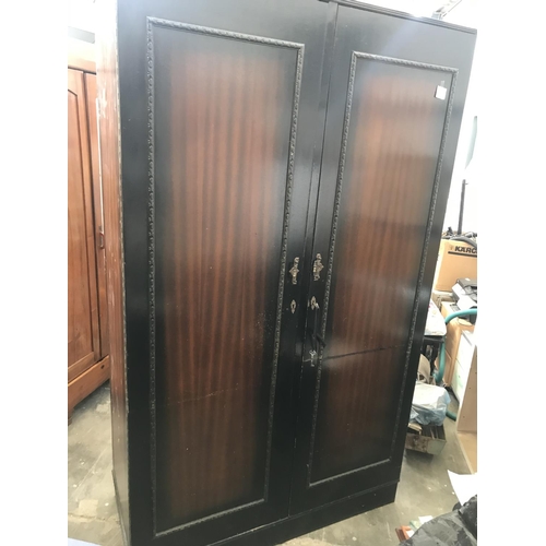 128 - Large Vintage Dark Wood Wardrobe (125 W. x 58 D. x 210cm H.)