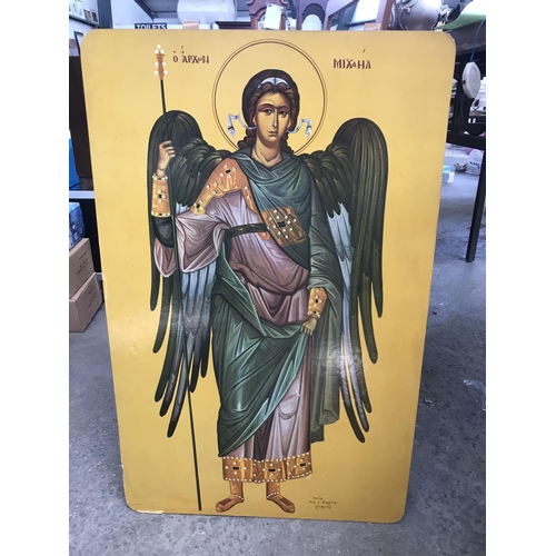 265 - Vintage Very Large ' Archangel Michael' Religious Icon Copy  (82cm x 51cm)
