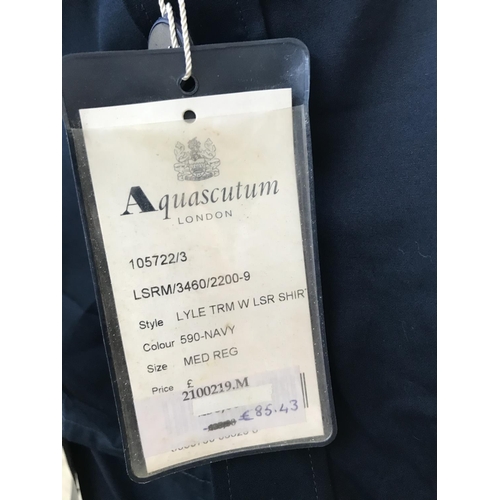 134 - Aquascutum London Lyle TRM Leisure Navy Shirt Size M Reg. (Unused)