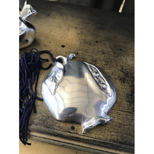 190 - x3 Silver Plated Decorative Pomegranates - Withdrawn