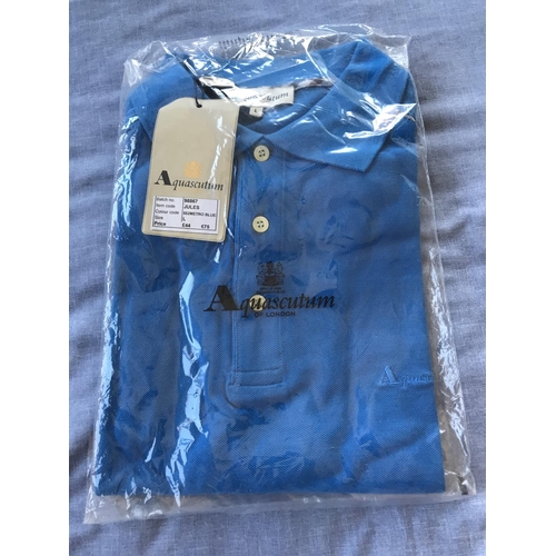 225 - Aquascutum London Jules Polo Shirt, Metro-Blue Colour, Size L Reg. (Unused)