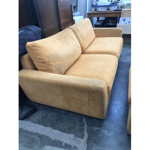 253 - 3-Seat and 2-Seat Sofas Upholstered in Orange Fabric (Needing Cleaning)