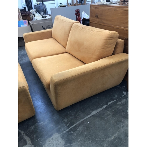 253 - 3-Seat and 2-Seat Sofas Upholstered in Orange Fabric (Needing Cleaning)
