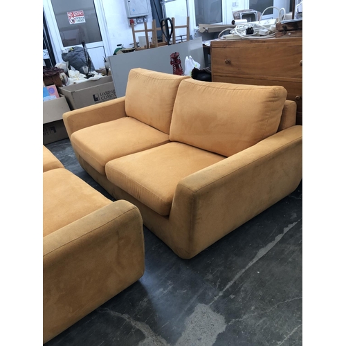 253 - 3-Seat and 2-Seat Sofas Upholstered in Orange Fabric (Needing Cleaning)