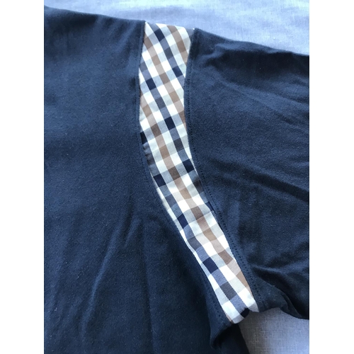 256 - Aquascutum London Tyler Navy Blue T-Shirt, Size S Reg. (Unused)