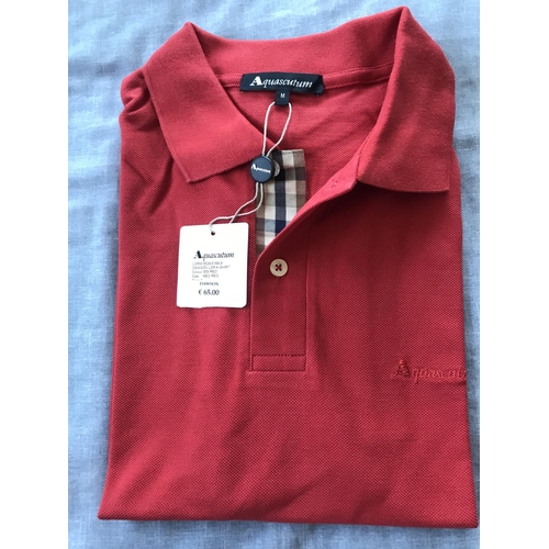 259 - Aquascutum London Dawson Leisure Polo Shirt, Red Colour, Size M Reg. (Unused)