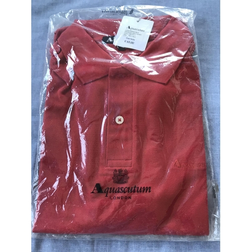259 - Aquascutum London Dawson Leisure Polo Shirt, Red Colour, Size M Reg. (Unused)