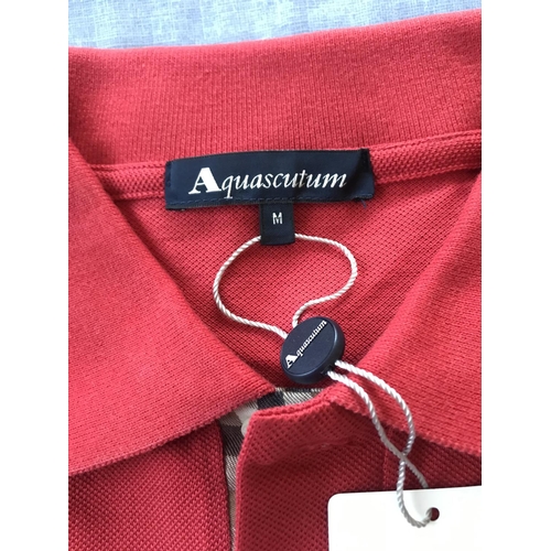 259 - Aquascutum London Dawson Leisure Polo Shirt, Red Colour, Size M Reg. (Unused)
