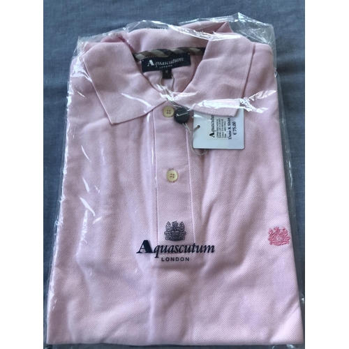 260 - Aquascutum London Dane Leisure Polo Shirt, Pink Colour, Size M Reg. (Unused)