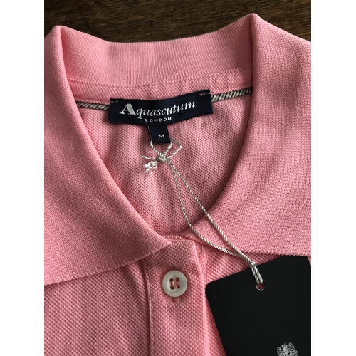 119 - Aquascutum London Ladies Dark Pink Polo Shirt, Size M Reg. (Unused)