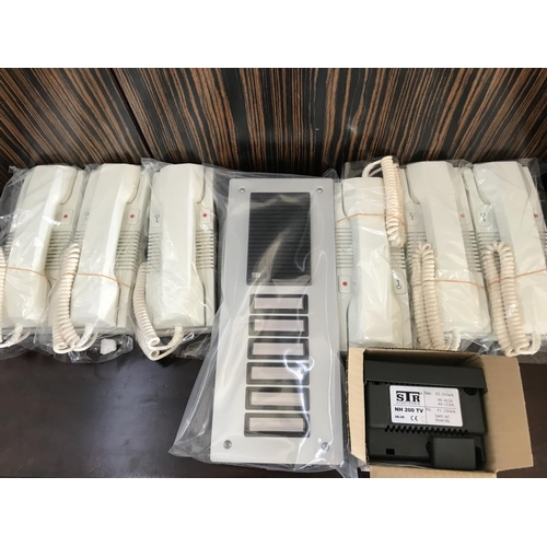 141 - STR Building Door Phone, Main Entrance Opener with Recording & 6 Indoor Phone Units (New, in Box)