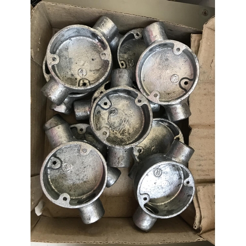 146 - Box of 10 Metal Galvanized Conduct Fittings (New)