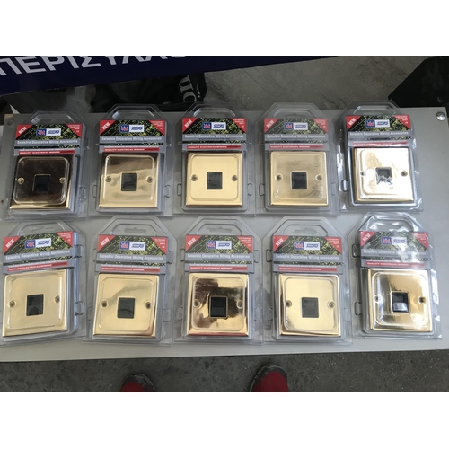 147 - x10 Victorian Brass Wall Telephone Sockets (New)