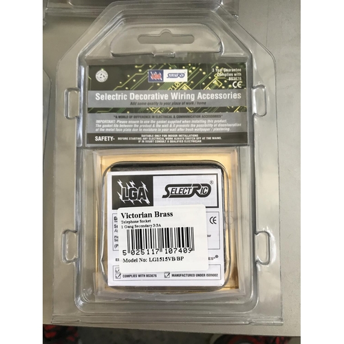 147 - x10 Victorian Brass Wall Telephone Sockets (New)