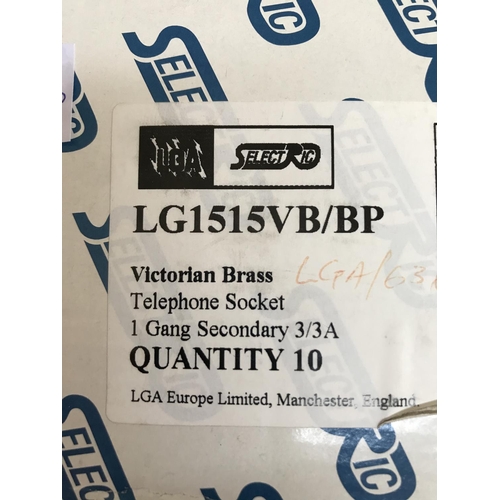 147 - x10 Victorian Brass Wall Telephone Sockets (New)