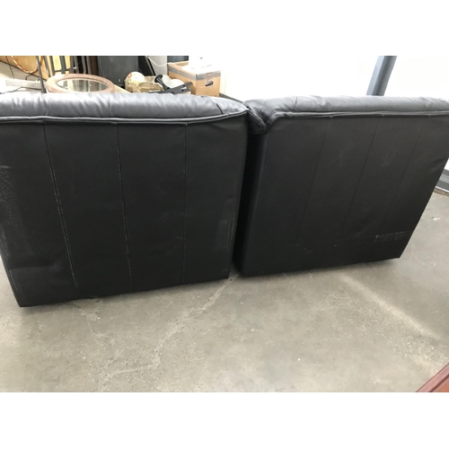 189 - Pair of Black Leather Armchairs - Code N/A