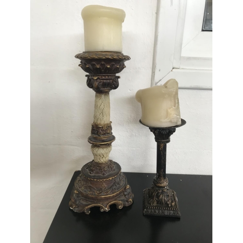 169 - x2 Baroque Style Candle Holders (30cm H & 20cm H.)