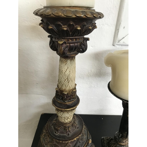 169 - x2 Baroque Style Candle Holders (30cm H & 20cm H.)