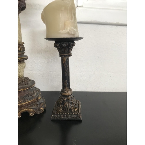 169 - x2 Baroque Style Candle Holders (30cm H & 20cm H.)
