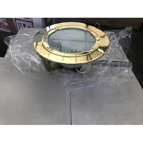 193 - x4 Large Gold Colour Wall Mounting Spotlights (New, in Box)