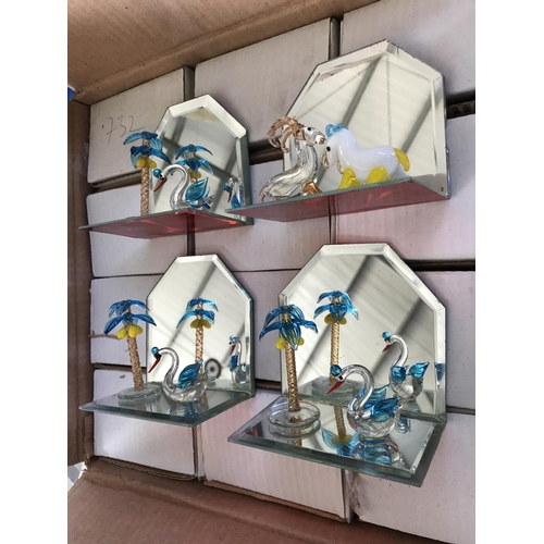 214 - x12 Glass Ornaments with Mirror (New, in Box)