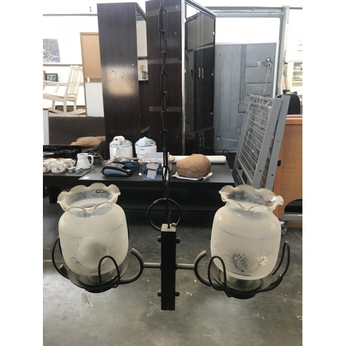 156 - Vintage 2-Lamp Hanging Light