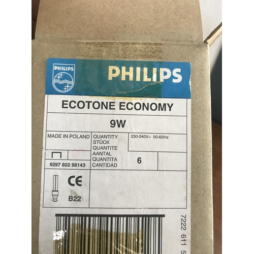 7 - Box of 6 Philips Economy Lamps 9W B22 (New)