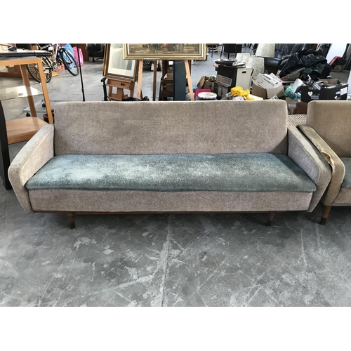 113 - Art Deco Vintage 3-Seat Sofa with Armchair (Upholstery Needed)