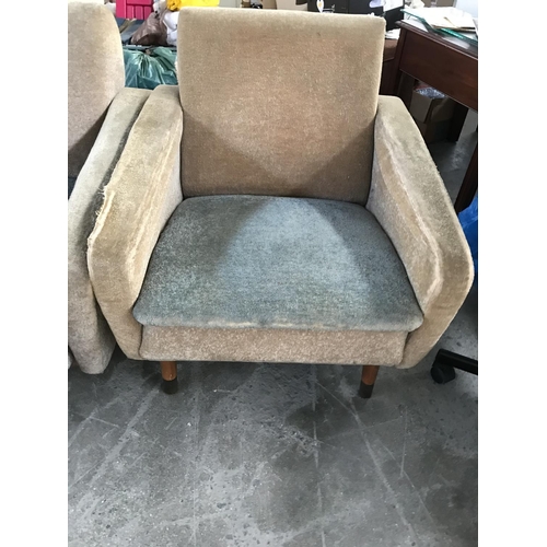 113 - Art Deco Vintage 3-Seat Sofa with Armchair (Upholstery Needed)