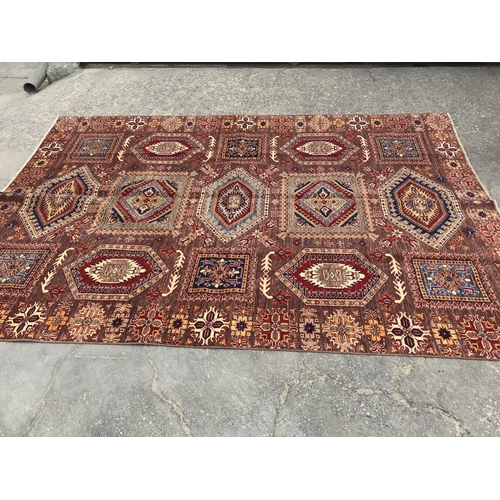 202 - Handmade, Pakistan, Super Karak Brown Geometric New Design Carpet (303 x 213cm) (6.5 sq.mts) (New)