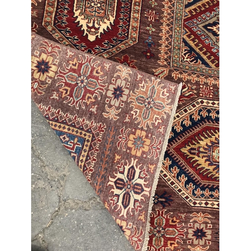 202 - Handmade, Pakistan, Super Karak Brown Geometric New Design Carpet (303 x 213cm) (6.5 sq.mts) (New)
