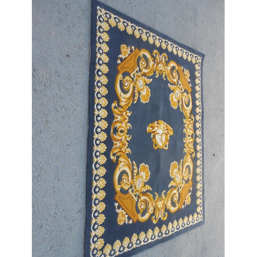 204 - Hand Tafted New Zealand Wool Carpet,  Dark Blue and Golden Colour (200 x 150cm) New