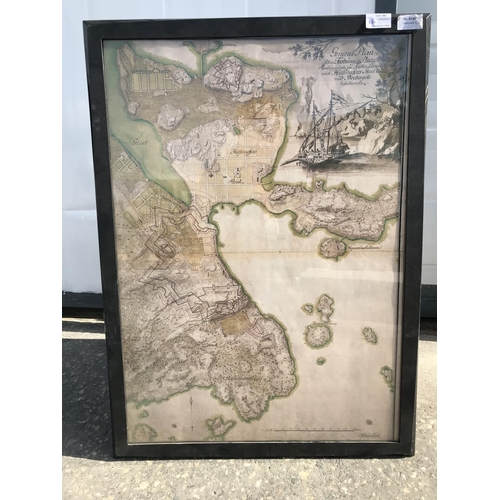 187 - Vintage Eastern England Map Framed (74x53cm)