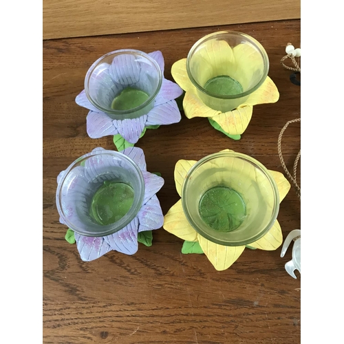 366 - Ornate Candle Holders, African Carved Wood Ornament and Pendants