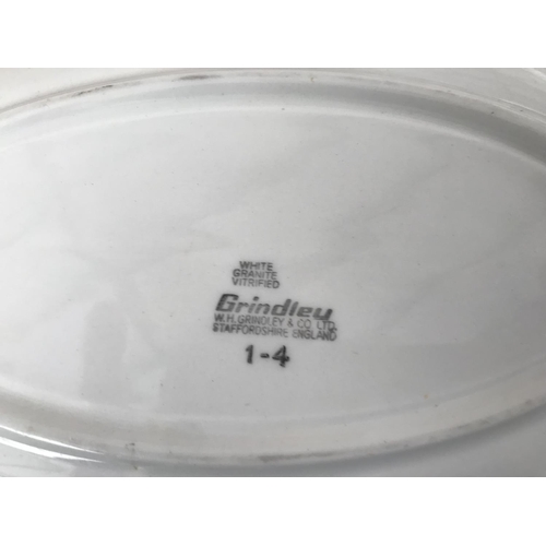 477 - x4 W.H.Grindlay White Granite Vitrified Serving Oval Platters (30cm)