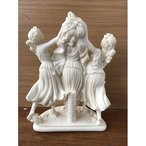 493 - 'Three Graces' Italian Faro Sculpture Figurine Signed 'A.Luccheri' (29 H. x 20cm W.)