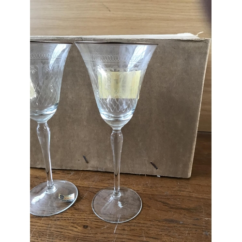 503 - Bohemian Hand Made Crystal Sherry Glasses (Box of 6 - Unused)