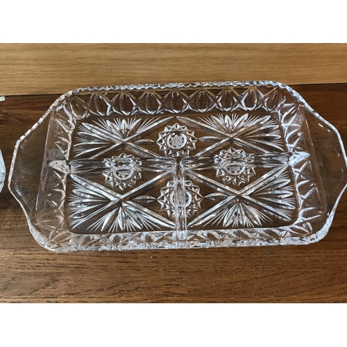 516 - Cut Glass Crystal Basket and DB Long Dish