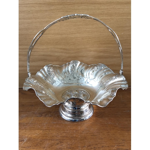 517 - Victorian Silver Plated Footed Biscuit Basket