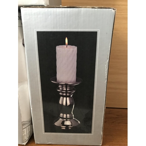 567 - x3 Home & Crystal Collection Candle Holders (23cm H.) (New, in Box)