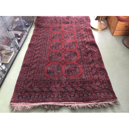 82 - Vintage Hand Made Persian Red Carpet (185 x 107cm)