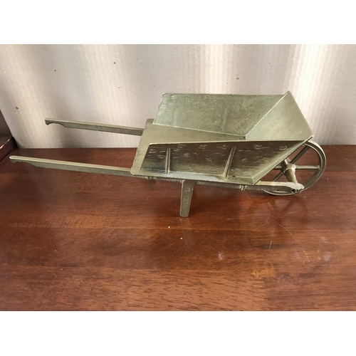 97 - Vintage Solid Brass Wheel Barrow Ornament